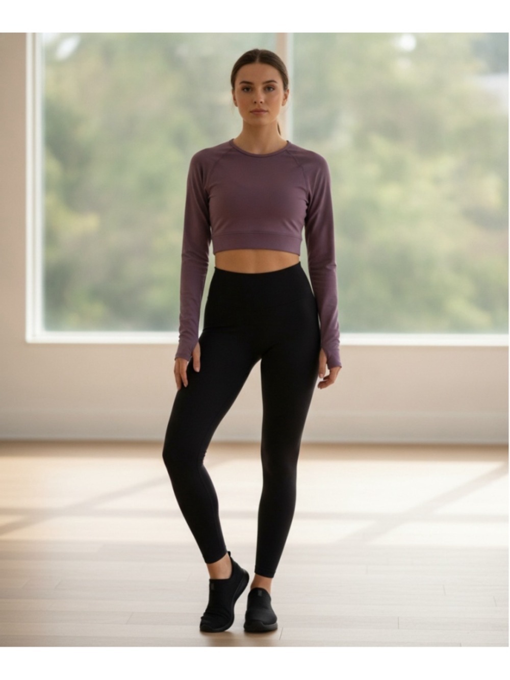 AYBL core Cropped Long-Sleeve Active Top — Mauve Purple